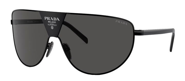 Prada PR 69ZS 1AB5S0 Shield Metal Black Sunglasses with Grey Lens