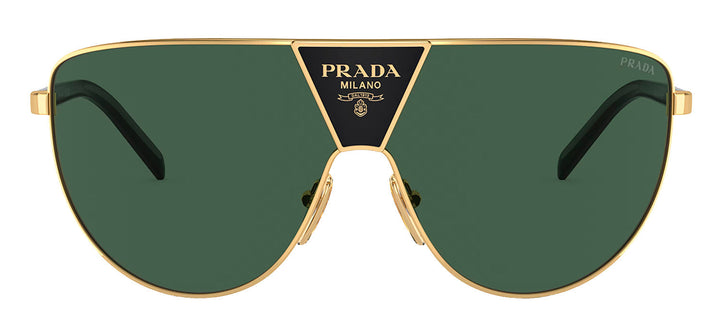 Prada PR 69ZS 5AK05V Shield Metal Gold Sunglasses with Green Lens