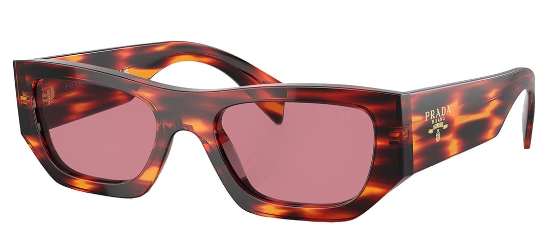 Prada PR A01S 13O80B Pillow Acetate Brown Sunglasses with Violet Lens