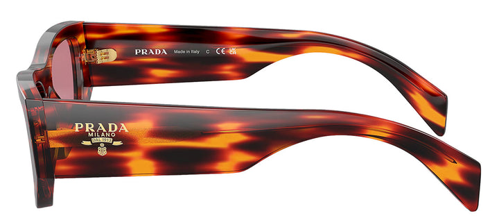 Prada PR A01S 13O80B Pillow Acetate Brown Sunglasses with Violet Lens