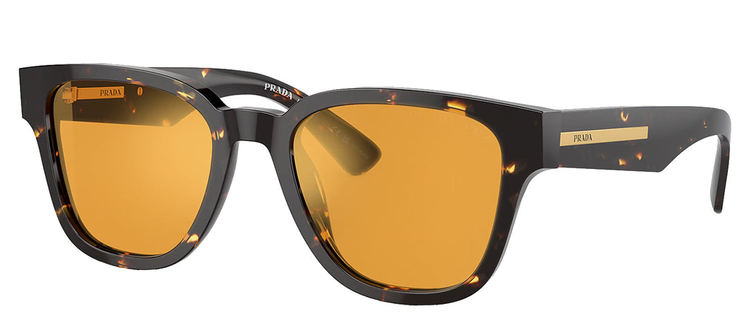 Prada PR A04S 16O20C Pillow Acetate Brown Sunglasses with Yellow Polarized Lens