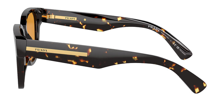 Prada PR A04S 16O20C Pillow Acetate Brown Sunglasses with Yellow Polarized Lens