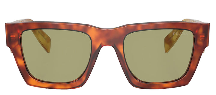 Prada PR A06S 11P60C Pillow Acetate Brown Sunglasses with Green Lens
