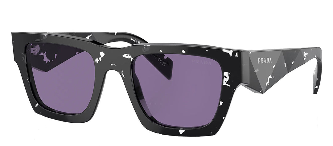 Prada PR A06S 15O50B Square Plastic Tortoise Sunglasses with Purple Mirror Lens