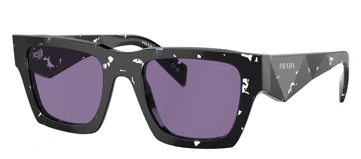 Prada PR A06S 15O50B Square Plastic Tortoise Sunglasses with Purple Mirror Lens