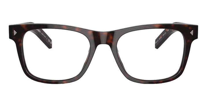 Prada PR A13V 17N1O1 Pillow Plastic Tortoise Eyeglasses with Logo Stamped Demo Lenses