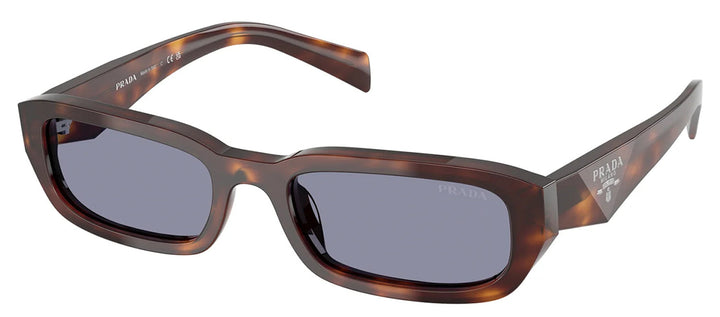 Prada PR B06S 15W03N Rectangle Plastic Tortoise Sunglasses with Grey Lens