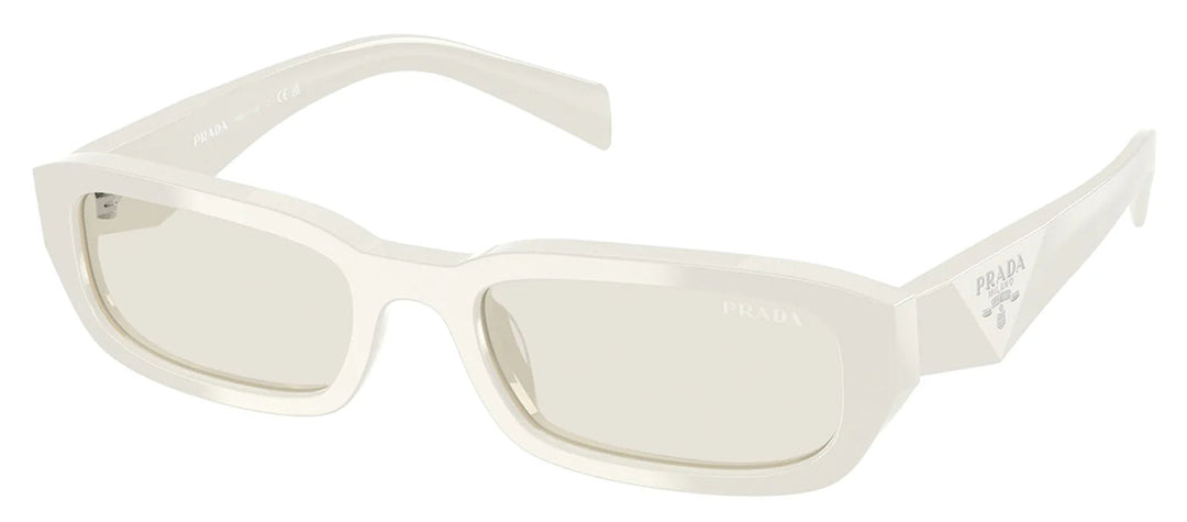 Prada PR B06S 26A40I Rectangle Plastic Beige Sunglasses with Grey Lens