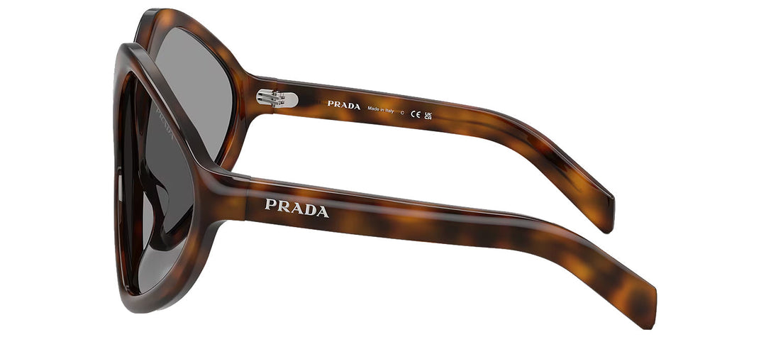 Prada PR B21S 20D50Q Oversized Plastic Tortoise Sunglasses with Grey Lens