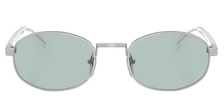 Prada PR B53S 1BC40N Oval Metal Silver Sunglasses with Blue Lens