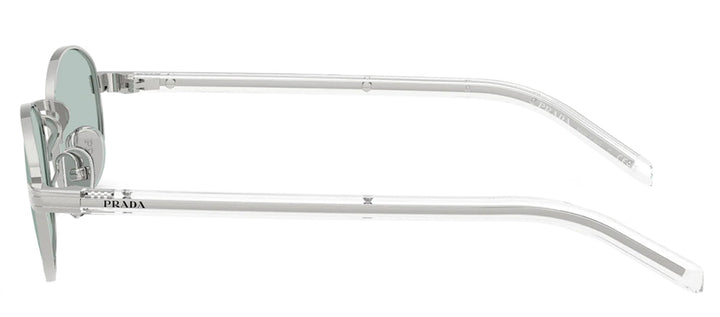 Prada PR B53S 1BC40N Oval Metal Silver Sunglasses with Blue Lens