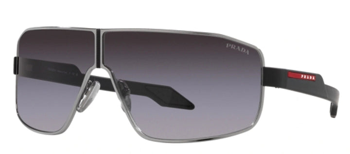 Prada Linea Rossa PS 54YS 5AV09U Irregular Metal Gunmetal Sunglasses with Grey Gradient Lens