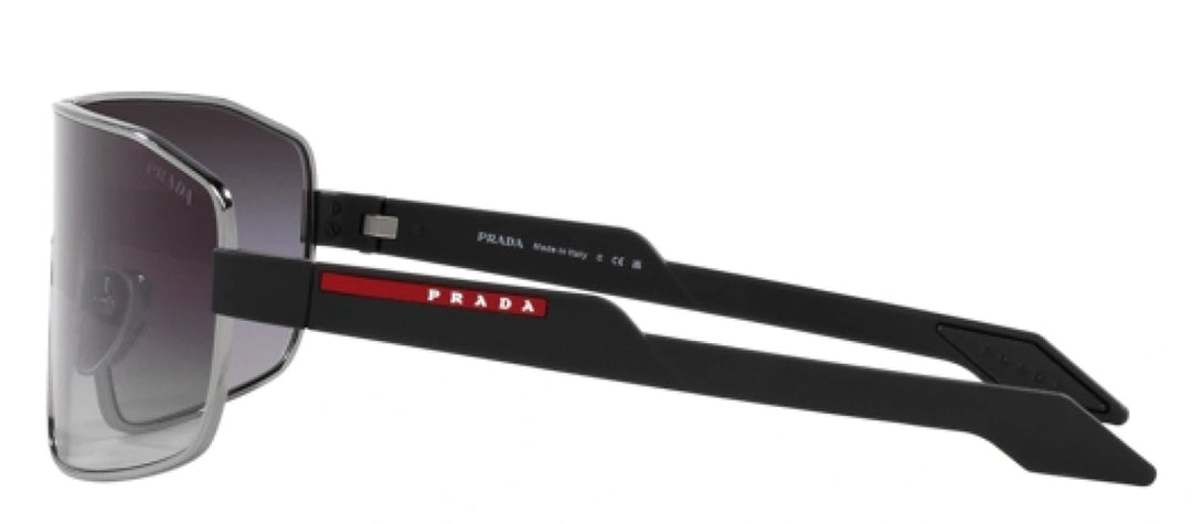 Prada Linea Rossa PS 54YS 5AV09U Irregular Metal Gunmetal Sunglasses with Grey Gradient Lens