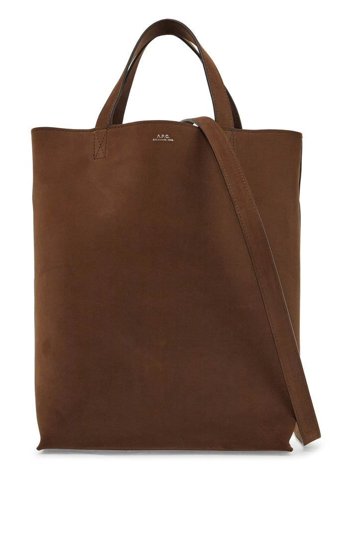 A.p.c. Medium Brown Calfskin Bag With Removable Shoulder Strap Cabas Maiko