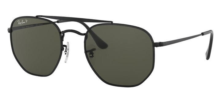 Ray-Ban RB 3648 002/58 Round Metal Black Sunglasses with Green Lens