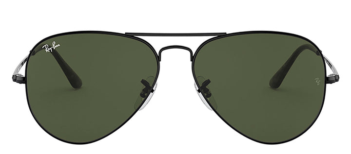 Ray-Ban RB 3689 914831 Pilot Metal Polished Black Sunglasses with Green Lens