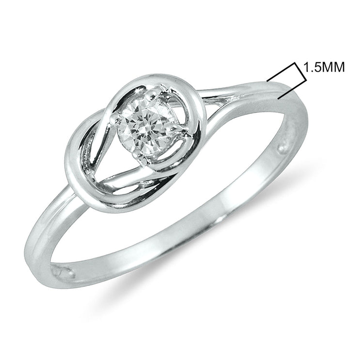 1/6 Carat Diamond Love Knot Solitaire Ring In 10K White Gold