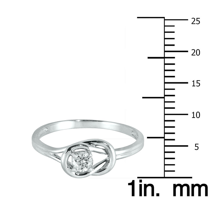 1/6 Carat Diamond Love Knot Solitaire Ring In 10K White Gold