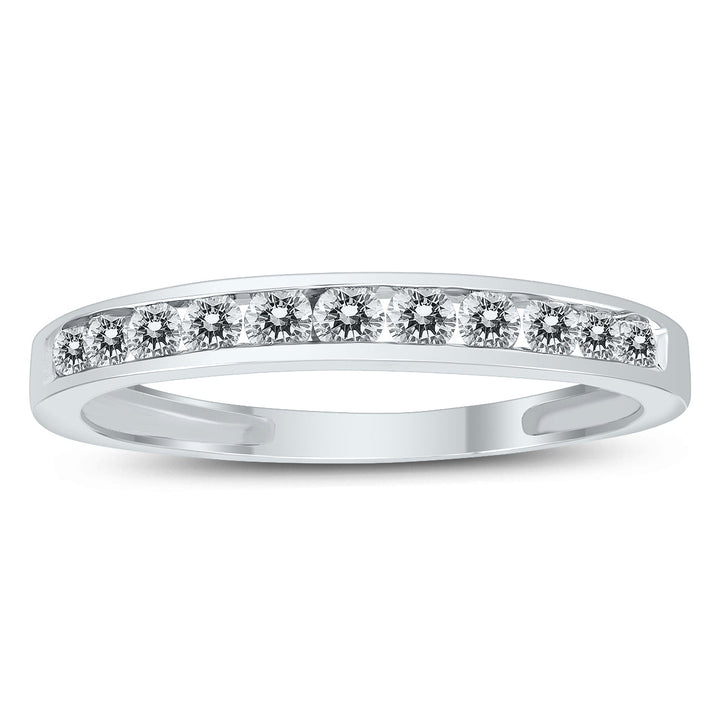 1/2 Carat Tw Channel Set Diamond Band In 10K White Gold