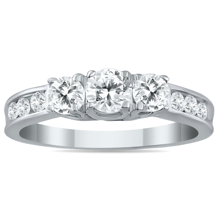 1 Carat Tw Diamond Three Stone Ring In 10K White Gold