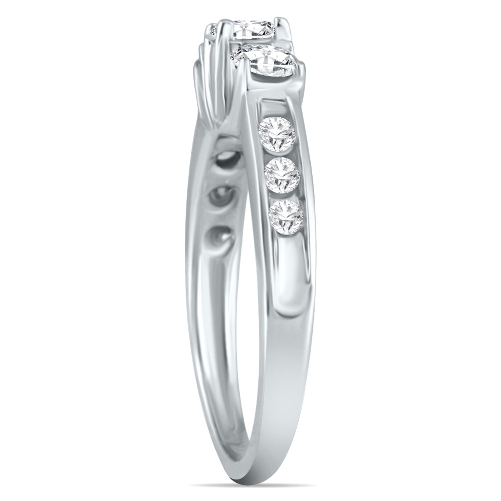 1 Carat Tw Diamond Three Stone Ring In 10K White Gold