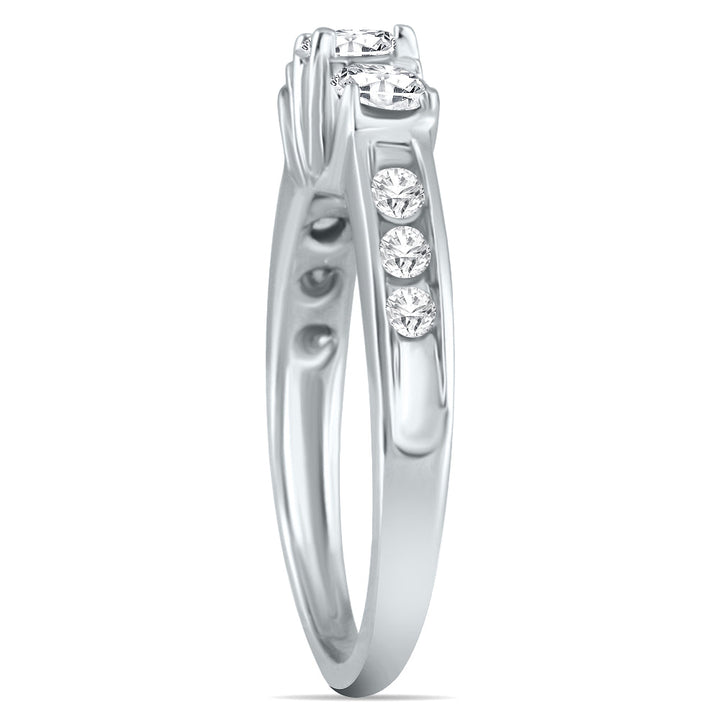 1 Carat Tw Diamond Three Stone Ring In 10K White Gold