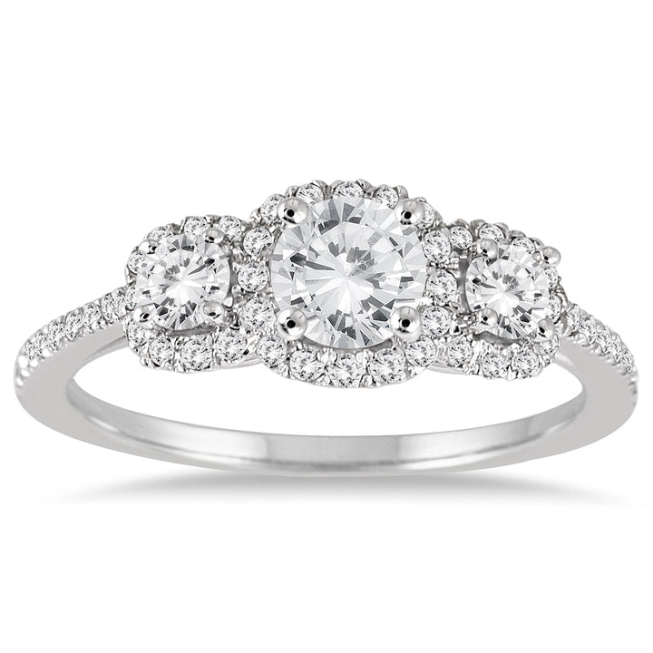 1 Carat Tw Diamond Three Stone Ring In 14K White Gold