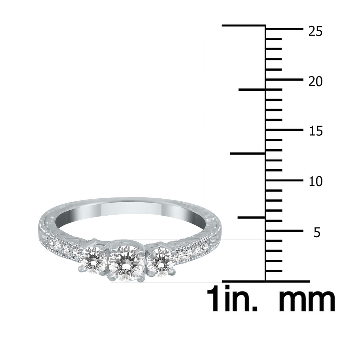 1/2 Carat Tw Diamond Three Stone Ring In 10K White Gold