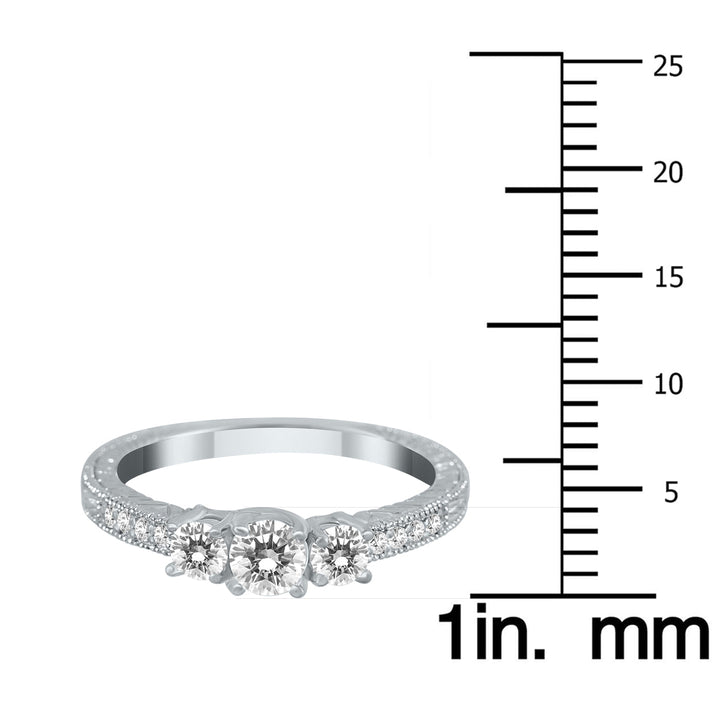 1/2 Carat Tw Diamond Three Stone Ring In 10K White Gold