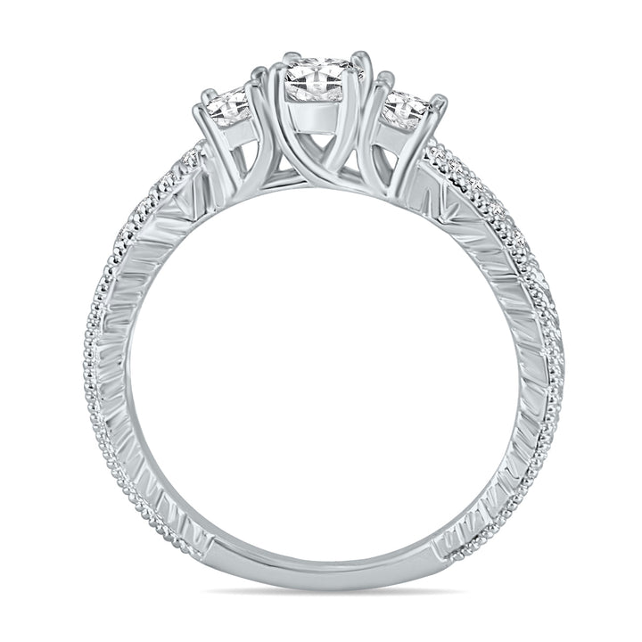 1/2 Carat Tw Diamond Three Stone Ring In 10K White Gold