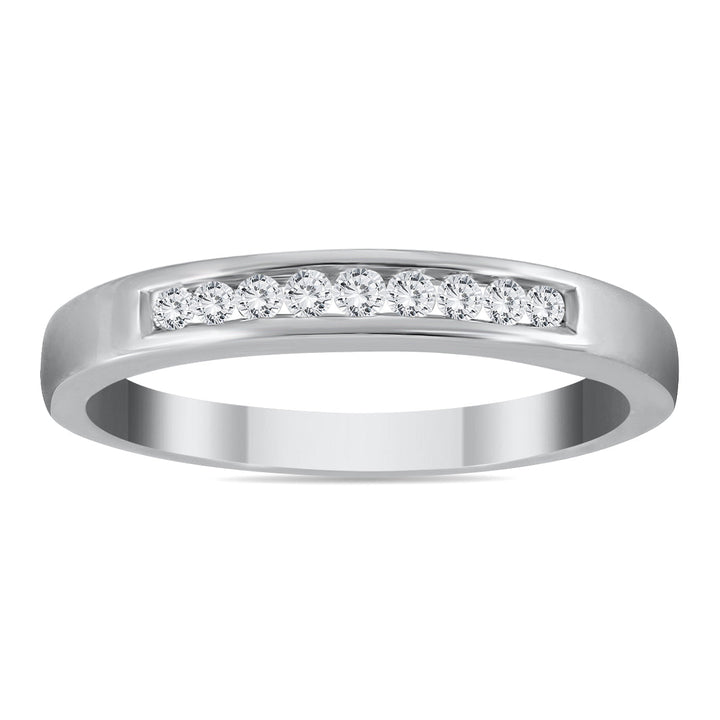 1/10 Carat Tw Channel Set Natural Diamond Band In .925 Sterling Silver