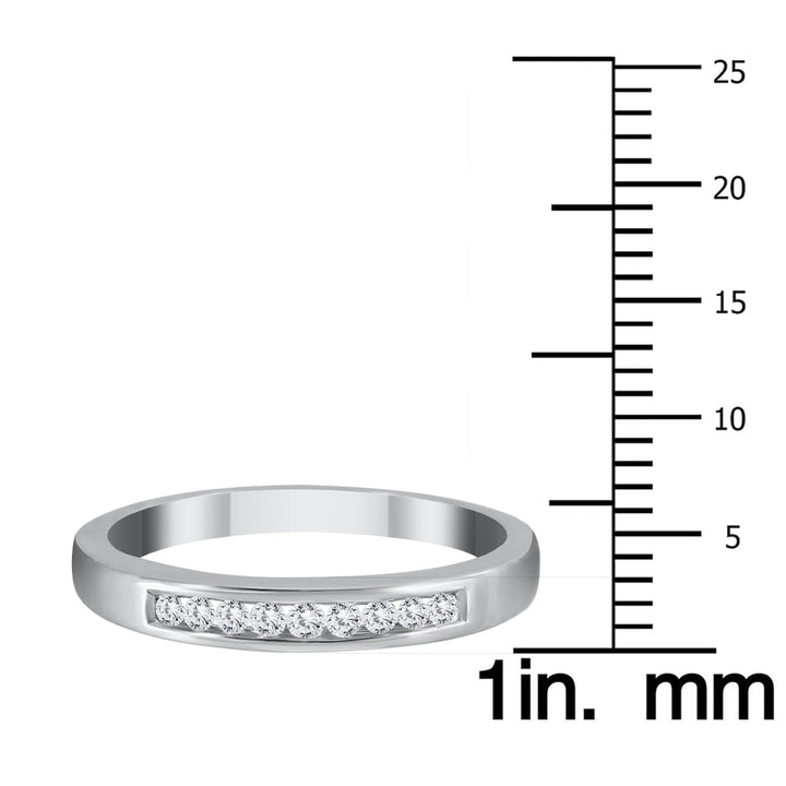 1/10 Carat Tw Channel Set Natural Diamond Band In .925 Sterling Silver