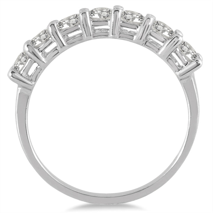 1 Carat Tw Seven Stone Diamond Wedding Band In 14K White Gold