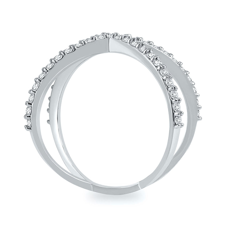 1/2 Carat Tw Diamond Criss Cross X Ring In 10K White Gold (K-L Color, I2-I3 Clarity)