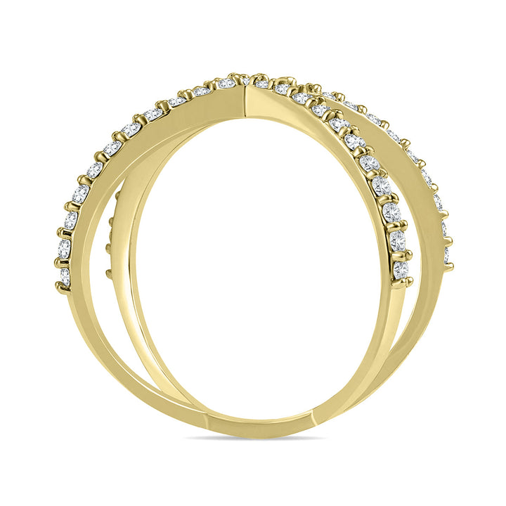 1/2 Carat Tw Diamond Criss Cross X Ring In 10K Yellow Gold (K-L Color, I2-I3 Clarity)