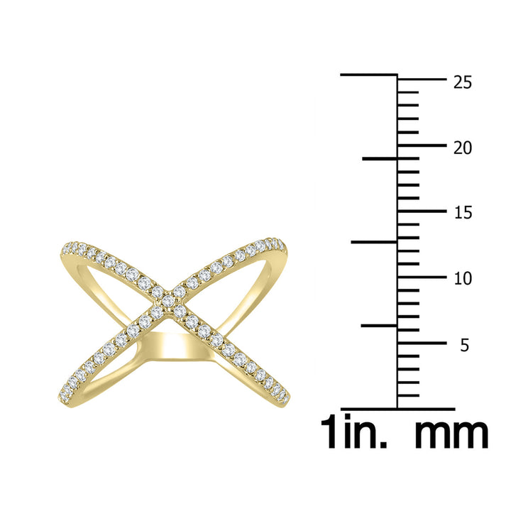 1/2 Carat Tw Diamond Criss Cross X Ring In 10K Yellow Gold (K-L Color, I2-I3 Clarity)