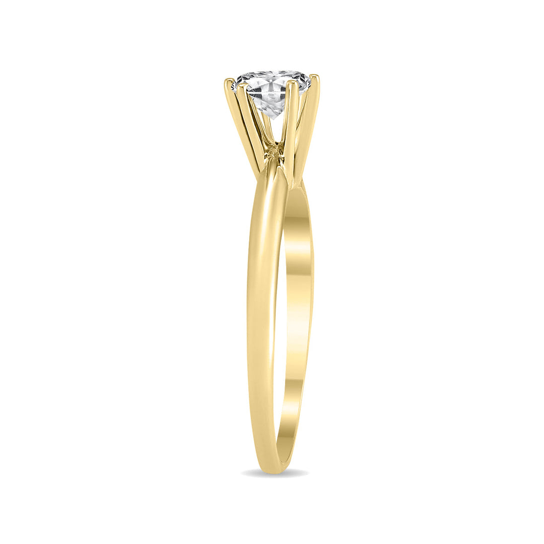 3/8 Carat Round Diamond Solitaire Ring In 14K Yellow Gold