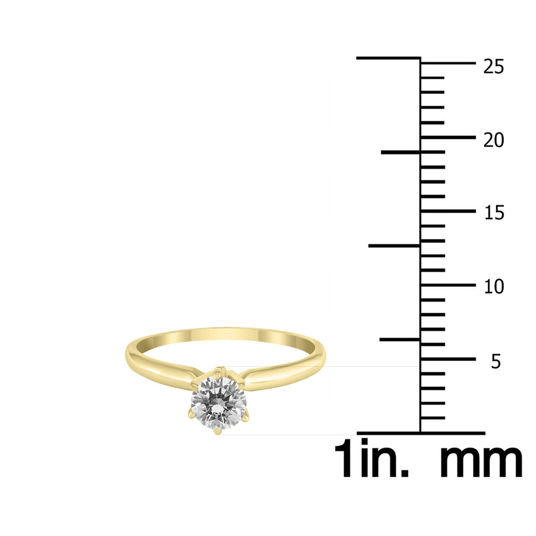 3/8 Carat Round Diamond Solitaire Ring In 14K Yellow Gold