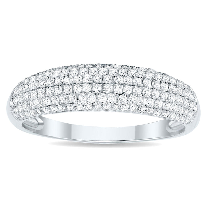 Women's 1/2 Carat Tw Round Diamond Pave Set Wedding Anniversary Band In 10K White Gold