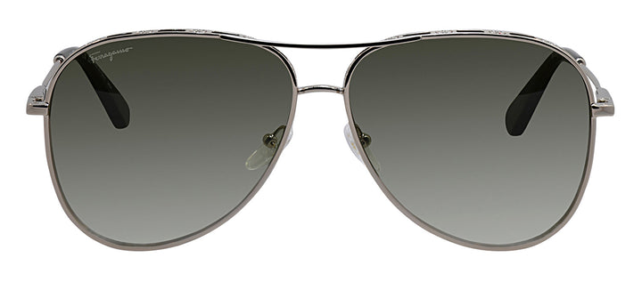 Salvatore Ferragamo SF 268S 709 Pilot Metal Gold Sunglasses with Green Gradient Lens