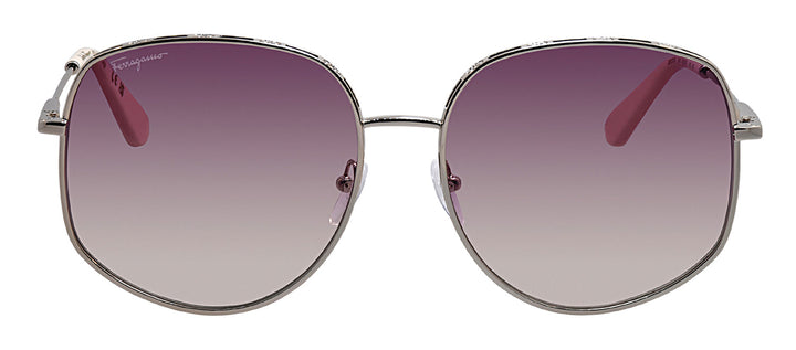 Salvatore Ferragamo SF 277S 721 Irregular Metal Gold Sunglasses with Violet Gradient Lens