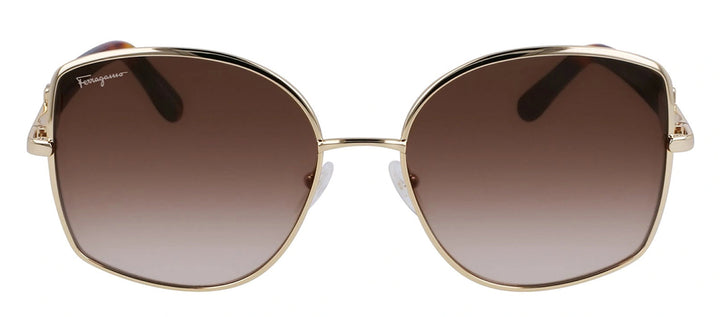 Salvatore Ferragamo SF 304S 745 Butterfly Metal Gold Sunglasses with Brown Gradient Lens