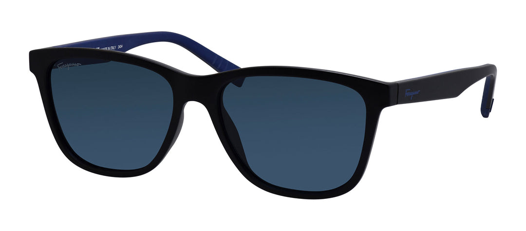 Salvatore Ferragamo SF 998S 5717002 Rectangular Injected Black Sunglasses with Blue Classic Lens