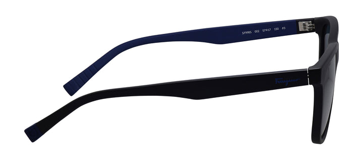 Salvatore Ferragamo SF 998S 5717002 Rectangular Injected Black Sunglasses with Blue Classic Lens