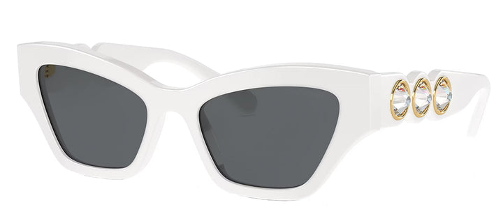 Swarovski SK 6021 105087 Irregular Plastic White Sunglasses with Grey Lens