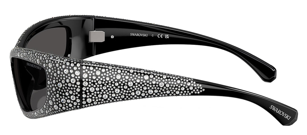 Swarovski SK 6027 100187 Wrap Plastic Black Sunglasses with Grey Lens