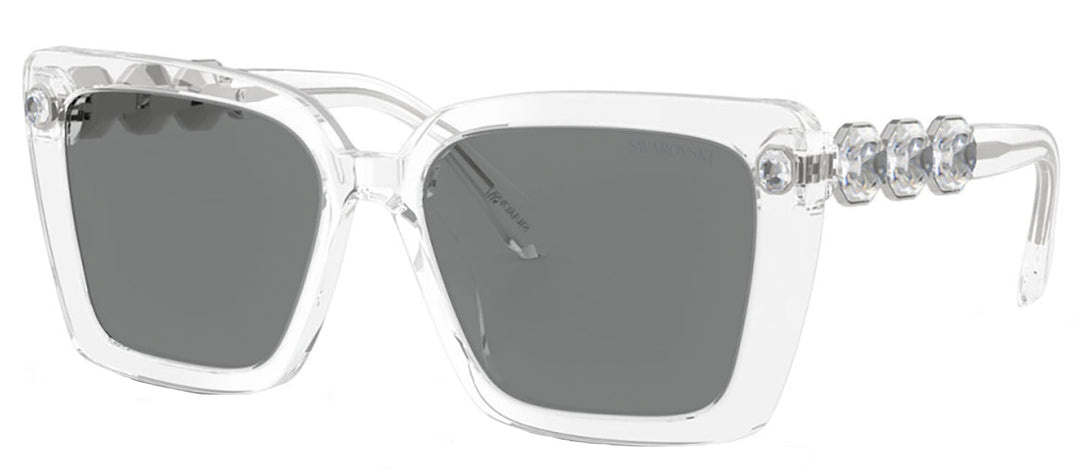 Swarovski SK 6032 102787 Square Plastic Clear Sunglasses with Grey Lens