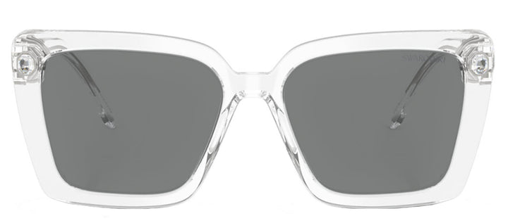 Swarovski SK 6032 102787 Square Plastic Clear Sunglasses with Grey Lens