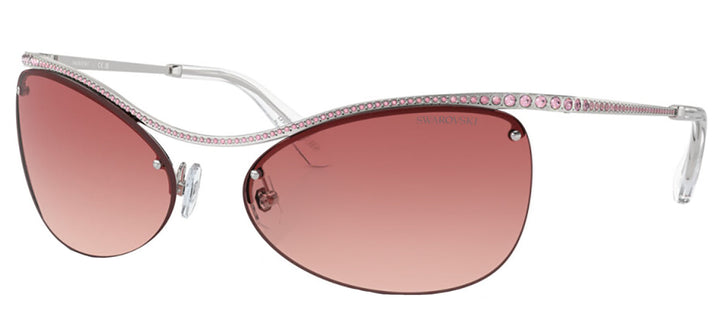 Swarovski SK 7018 4001A5 Irregular Metal Silver Sunglasses with Pink Gradient Lens