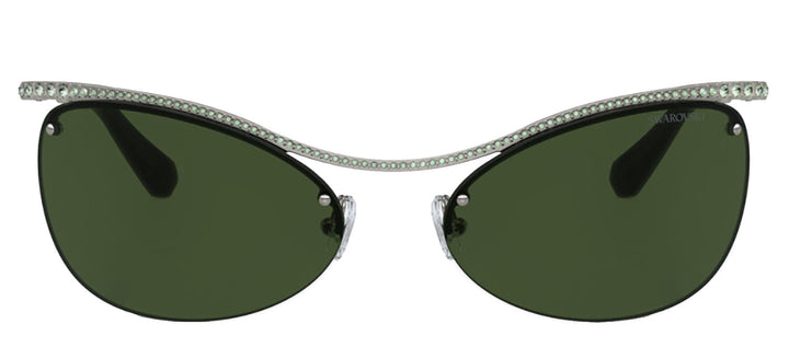 Swarovski SK 7018 400971 Irregular Metal Gunmetal Sunglasses with Green Lens